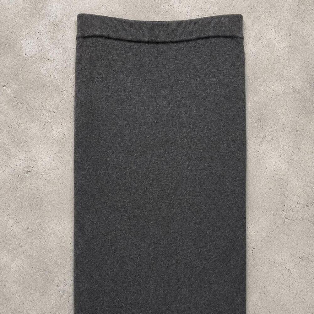 Eileen Fisher 100% Wool Charcoal Gray Knit Midi Skirt Minimalist Size M - Picture 2 of 4